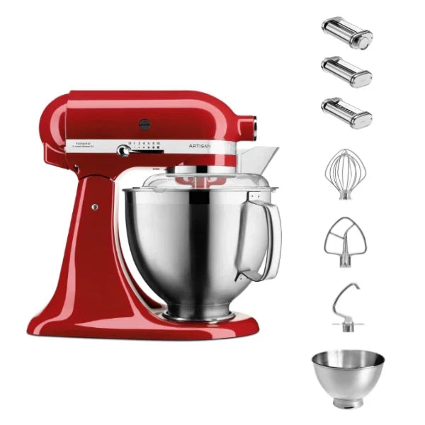 KitchenAid 4,8 L 5KSM185 Artisan Küchenmaschine Pastalover 3er Nudelwalzenset